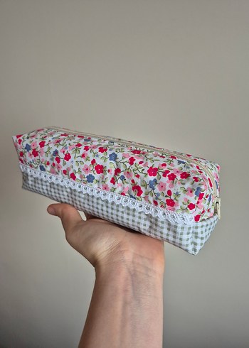 Çiçek Desenli Pamuklu Makyaj Çantası - Görsel 2