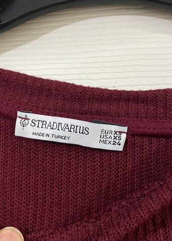 xs Beden Bordo Uzun Kollu Kadın Keten Kazak