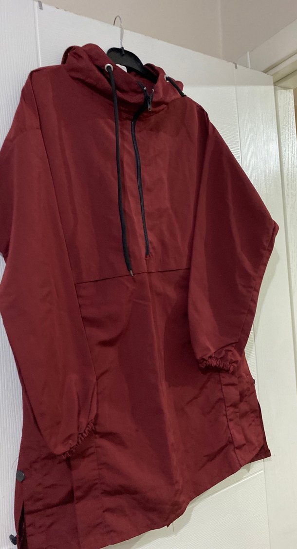 Bordo Parlak Midi bayan Yağmurluk - Görsel 2