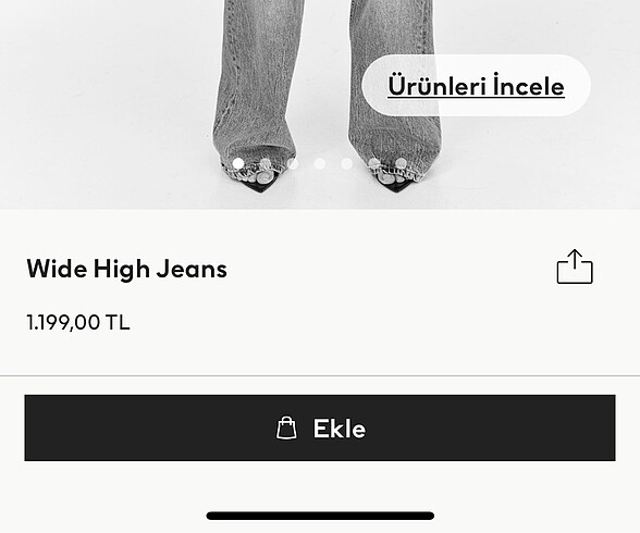 xs Beden H&M wide high jean