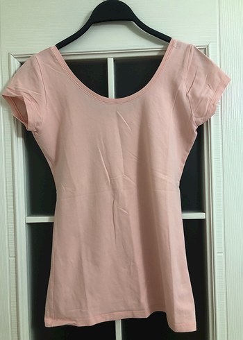 Somon renk basic vücuda saran tişört - Görsel 3