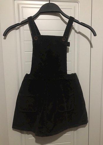 Kız Çocuk Siyah Süet Askılı Elbise salopet - Görsel 2