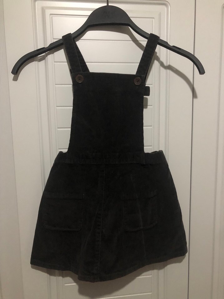 Kız Çocuk Siyah Süet Askılı Elbise salopet - Görsel 2