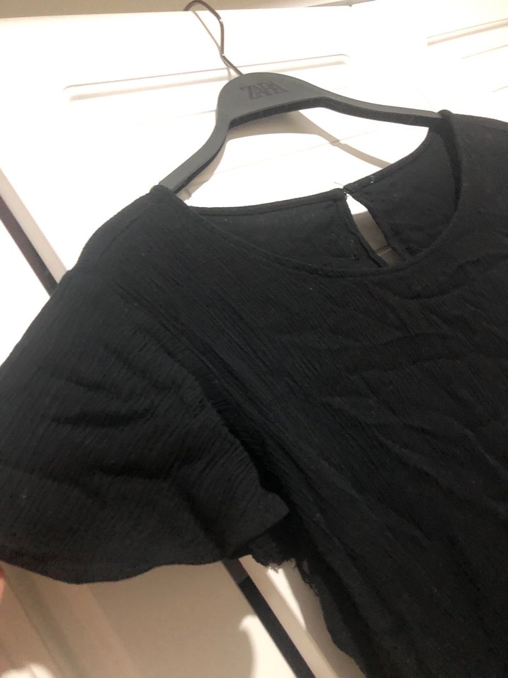 Siyah Keten tişört Kısa Kollu, Salaş - Görsel 3