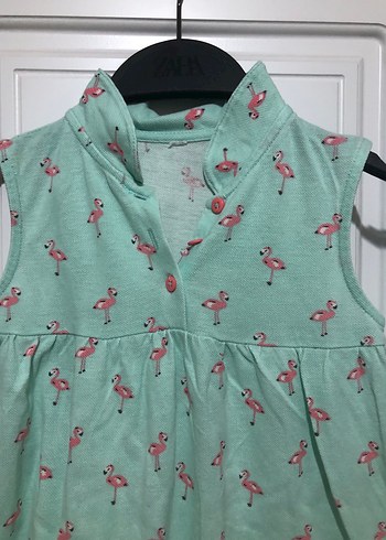 Kolsuz V Yaka Turkuaz Kız Elbisesi - Görsel 2