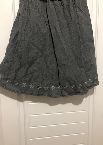 Panço marka Gri Nakışlı Keten Kolsuz Kız Elbisesi - Görsel 3