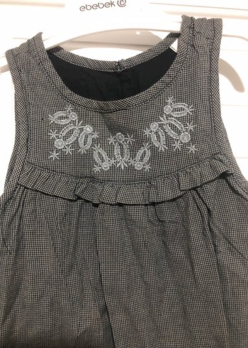 Panço marka Gri Nakışlı Keten Kolsuz Kız Elbisesi - Görsel 2