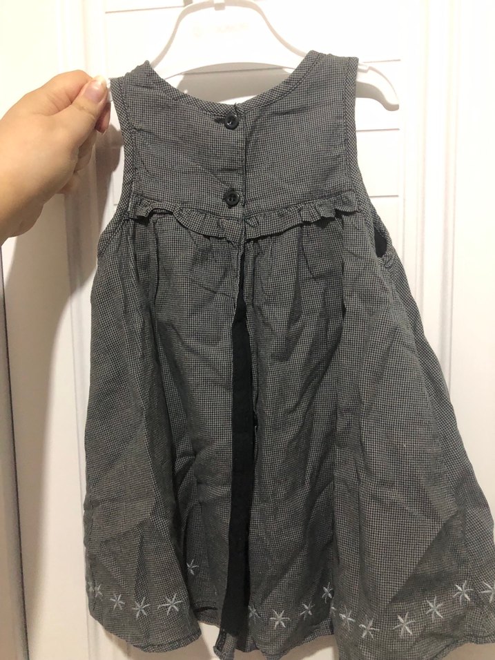 Panço marka Gri Nakışlı Keten Kolsuz Kız Elbisesi - Görsel 5