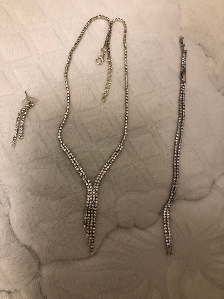 Zincir Detaylı Gri Yılan Desenli Kadın Takı Seti - Görsel 4