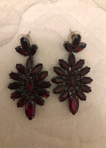 Bordo Pul İşlemeli Gotik Midi Küpe - Görsel 3