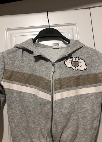 Unisex Gri çocuk kapüşonlu hırka - Görsel 2