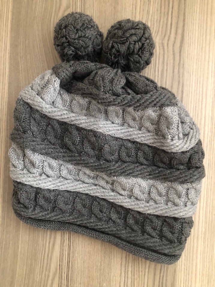 Bohem Gri Kadın Örgü Bere - Görsel 2