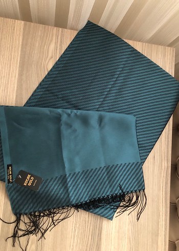 ŞAL Kadın Turkuaz Piliseli Saten Şal - Görsel 4