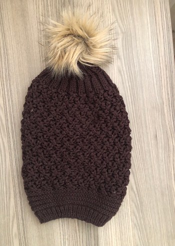 Kahverengi Örgü Kadın Bere - Görsel 4