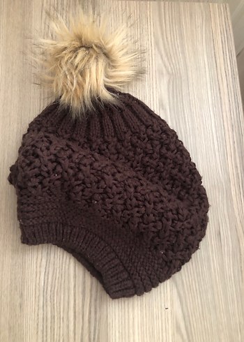 Kahverengi Örgü Kadın Bere - Görsel 2