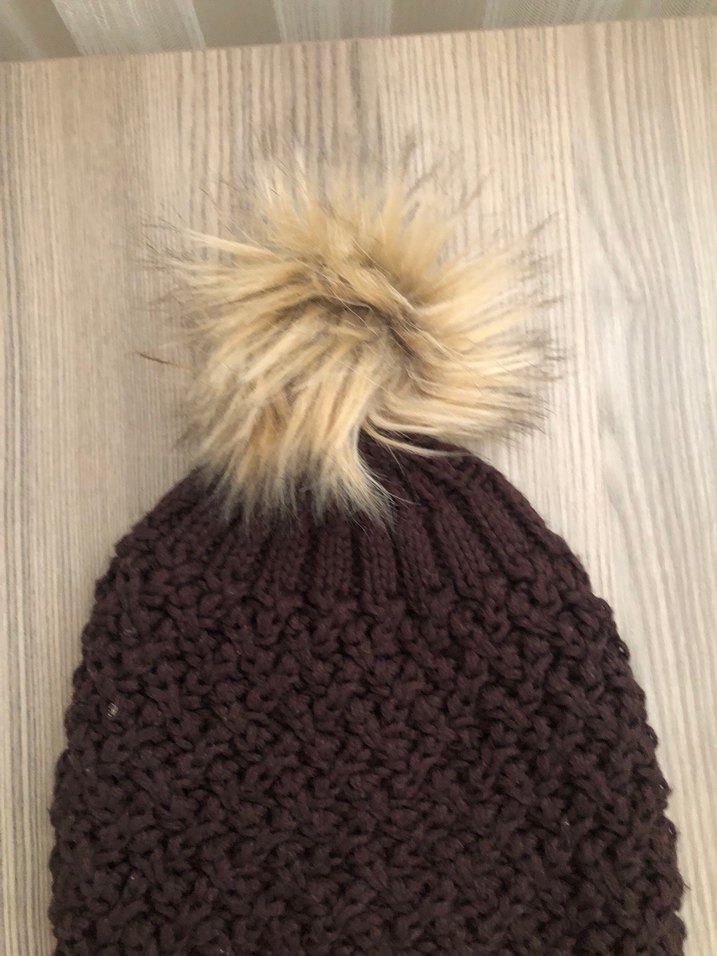 Kahverengi Örgü Kadın Bere - Görsel 3