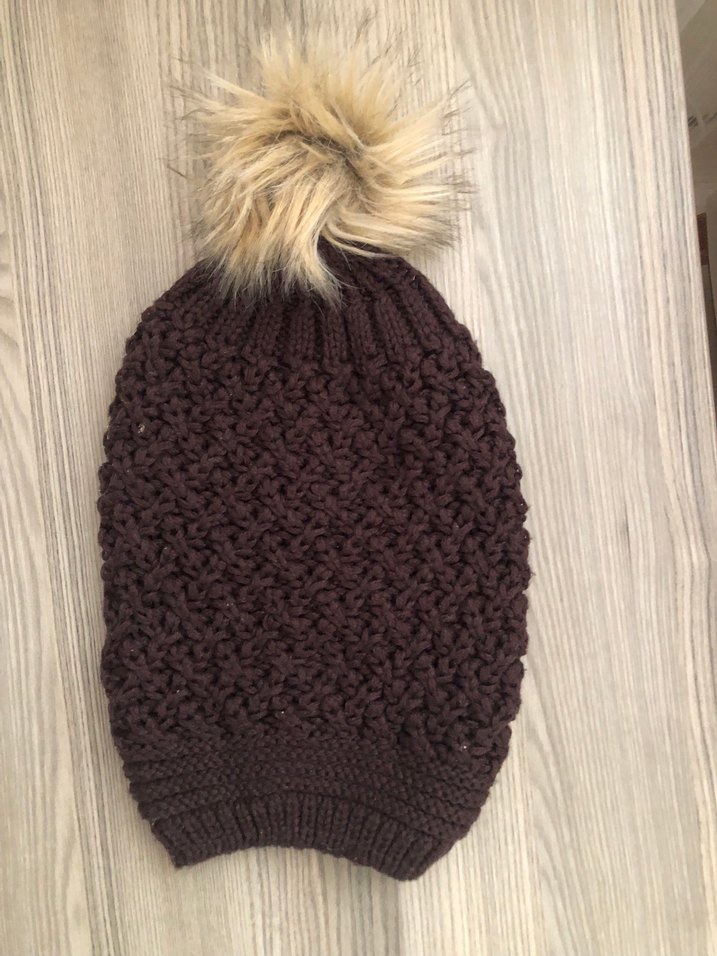 Kahverengi Örgü Kadın Bere - Görsel 4