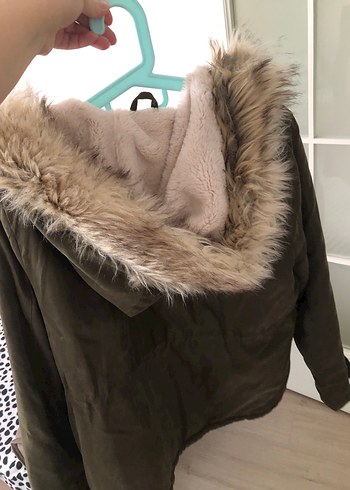 Haki  Süet Düğmeli Kadın Mont - Görsel 5