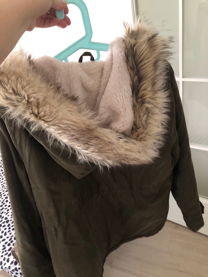 Haki  Süet Düğmeli Kadın Mont - Görsel 5