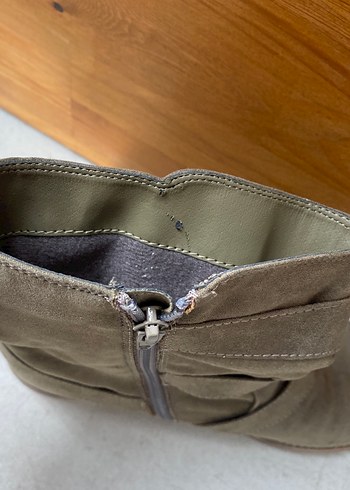 Bej Süet Tokalı Biker Kadın Bot - Görsel 3