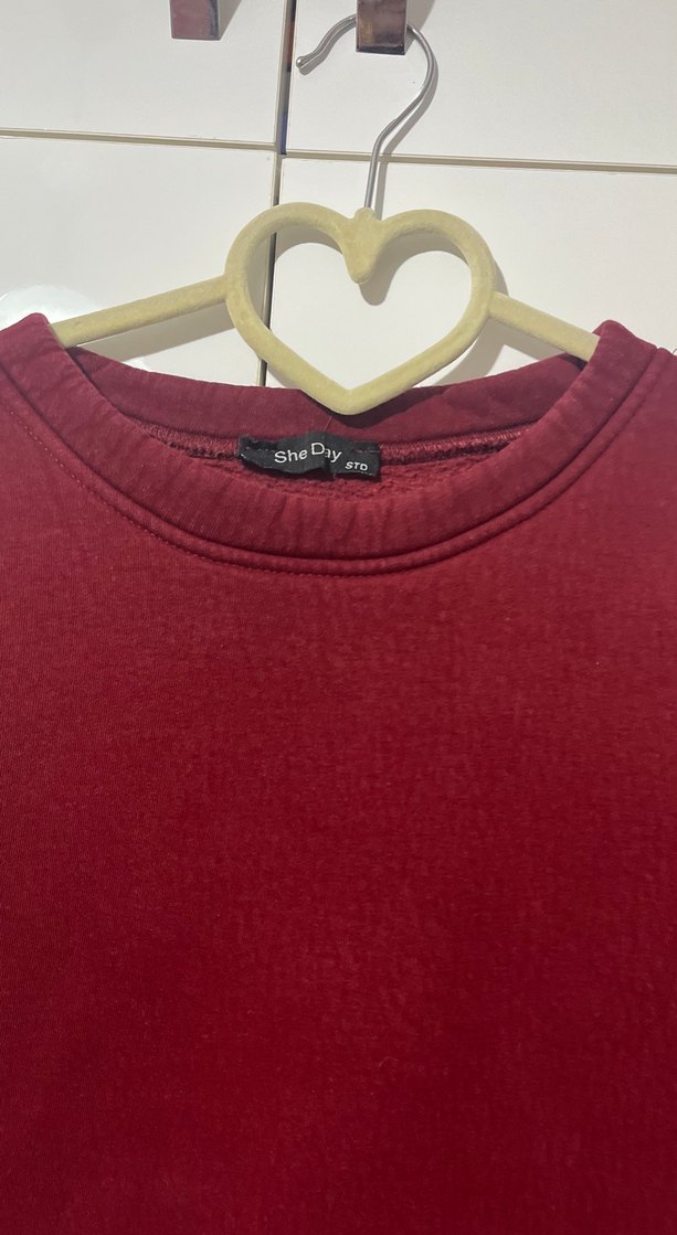 Bordo Oversize Kadın Sweatshirt - Görsel 3