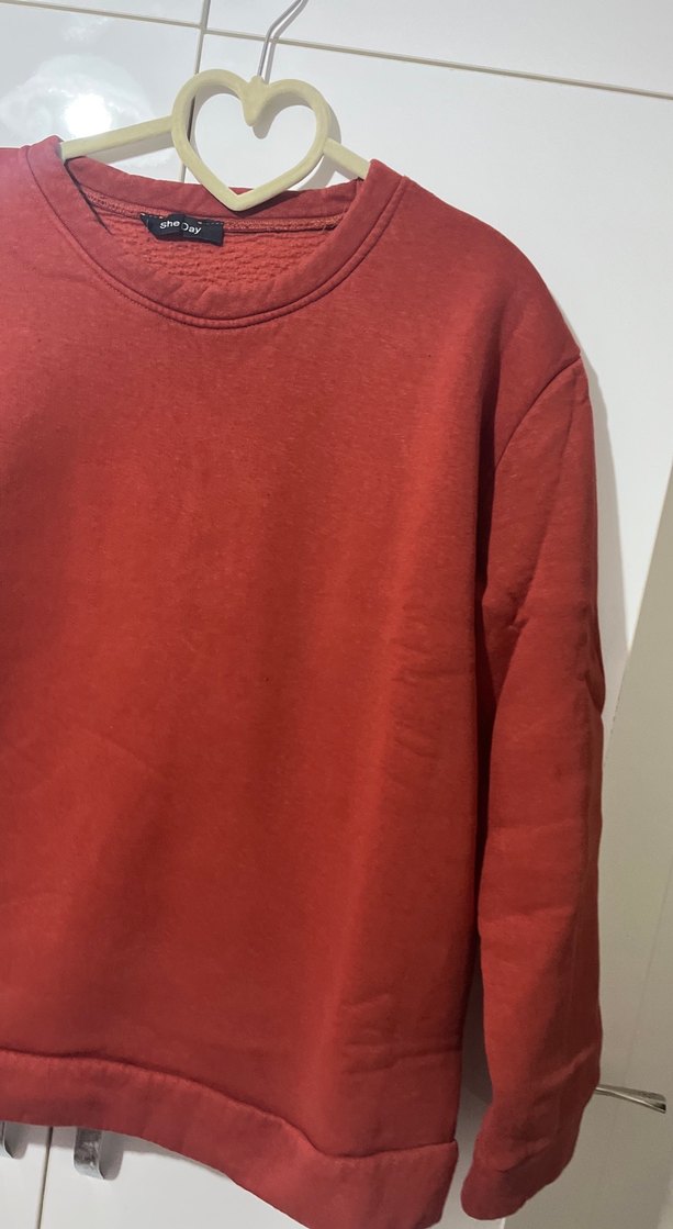 Koyu Turuncu  Kadın Sweatshirt, Salaş Kesim - Görsel 3