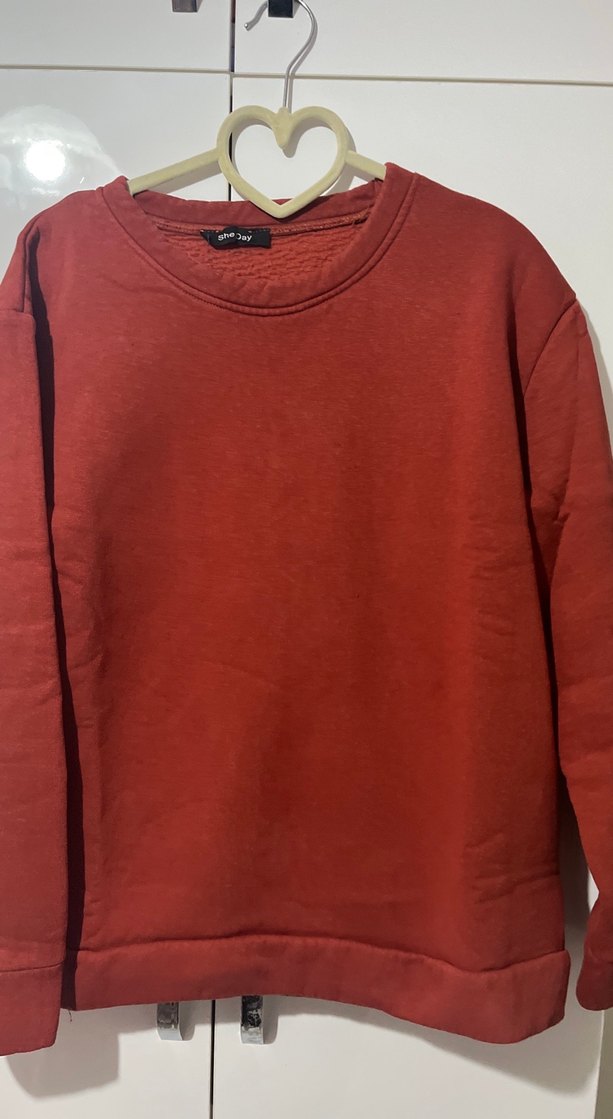 Koyu Turuncu  Kadın Sweatshirt, Salaş Kesim - Görsel 2