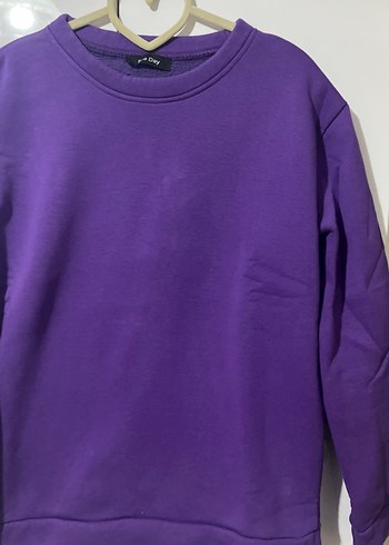 Mor Kadın Bisiklet Yaka Sweatshirt - Görsel 2