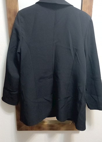 Düğmeli Siyah Midi Kadın Blazer Ceket - Görsel 5