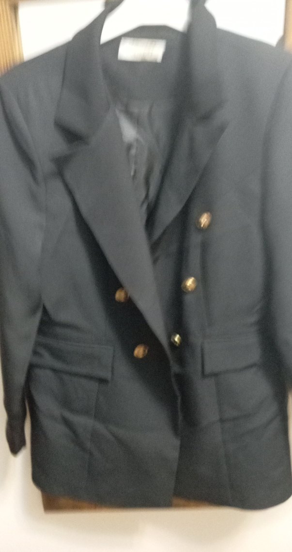 Düğmeli Siyah Midi Kadın Blazer Ceket - Görsel 3