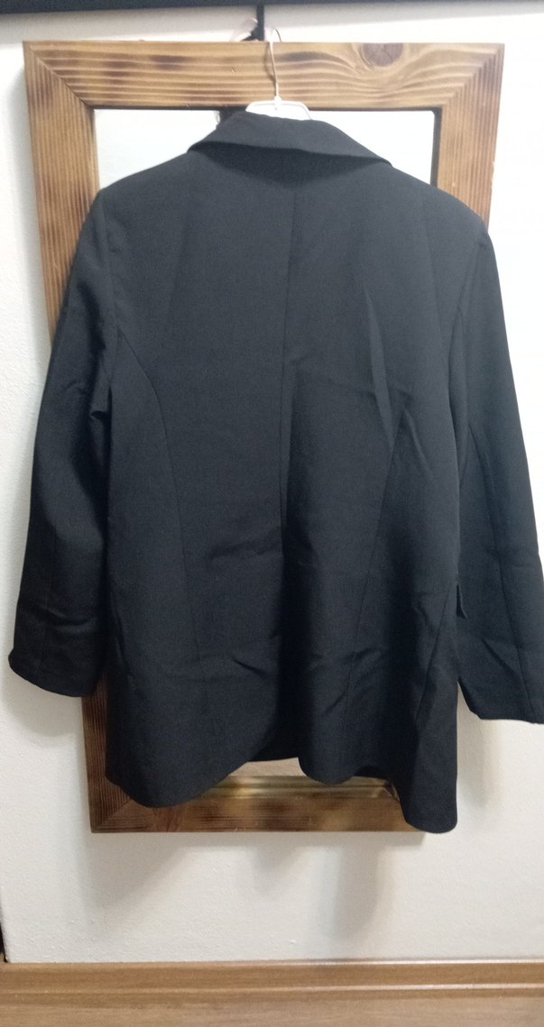 Düğmeli Siyah Midi Kadın Blazer Ceket - Görsel 5