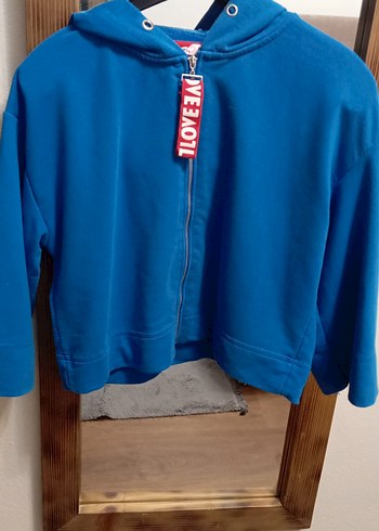 Noa&Noa Kadın Mavi Fermuarlı Kısa Sweatshirt