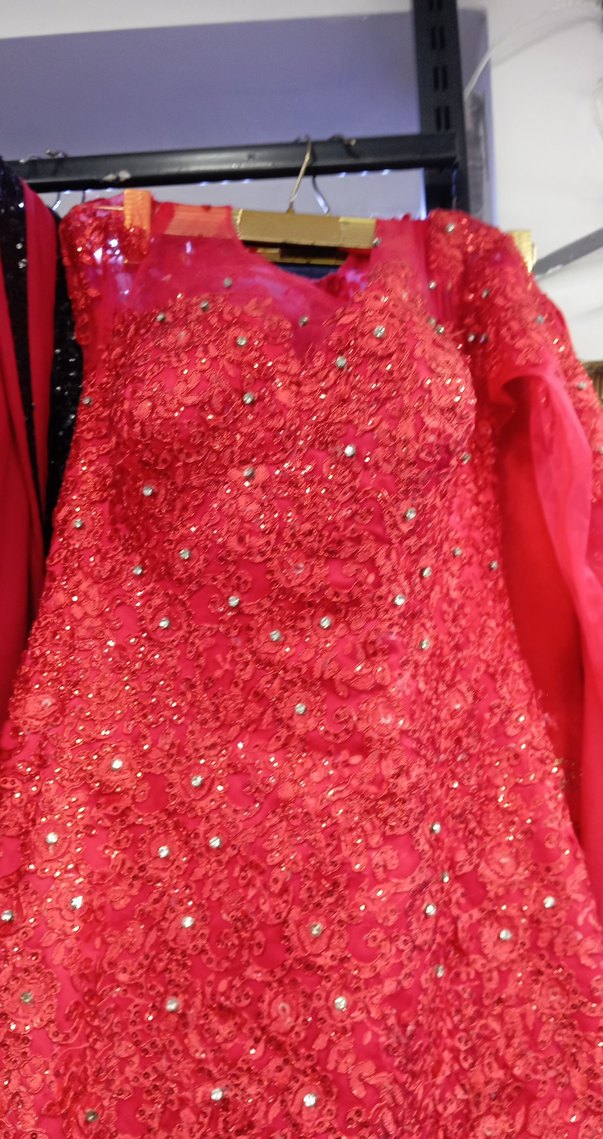 Uzun Kırmızı Drapeli Kadın Abiye - Görsel 4