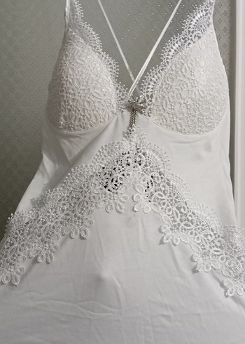 Beyaz V Yakalı gecelik set halinde - Görsel 7