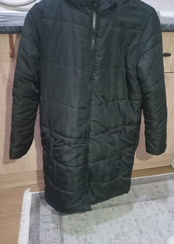 Siyah Fermuarlı Uzun mont - Görsel 3