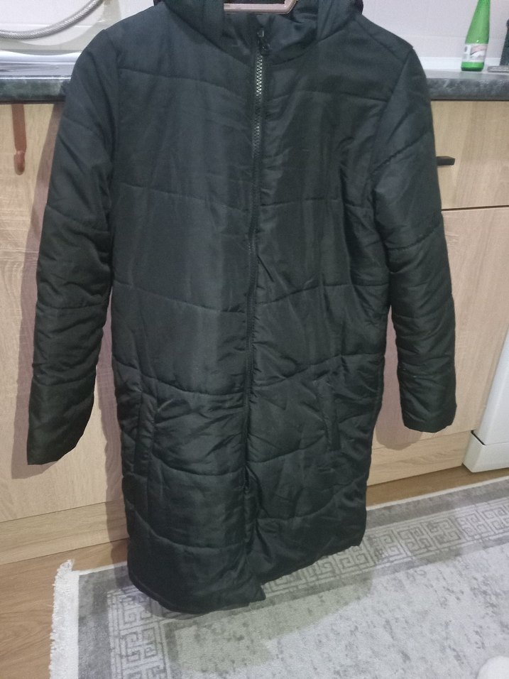 Siyah Fermuarlı Uzun mont - Görsel 2