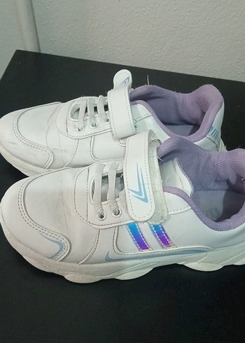 Kız Çocuk Beyaz Cırt Cırtlı Spor Ayakkabı - Görsel 7