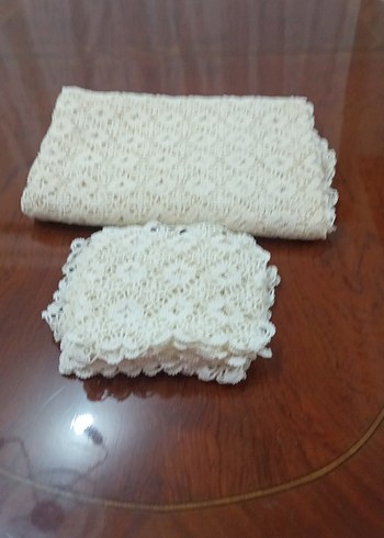 El Yapımı Beyaz Dantel Masa Örtüsü - Görsel 7