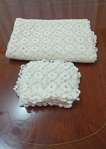 El Yapımı Beyaz Dantel Masa Örtüsü - Görsel 8