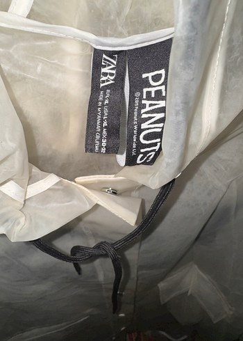 Zara Beyaz Şeffaf Midi Yağmurluk Kapüşonlu - Görsel 3