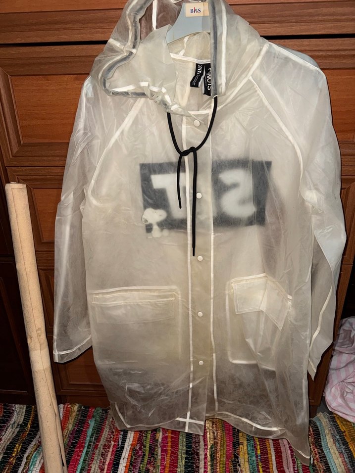 Zara Beyaz Şeffaf Midi Yağmurluk Kapüşonlu - Görsel 2