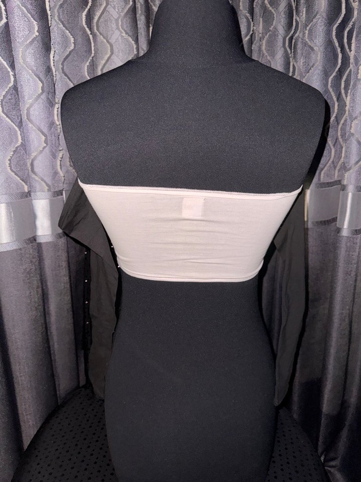 Kalp Detaylı Siyah Midi Crop - Görsel 2