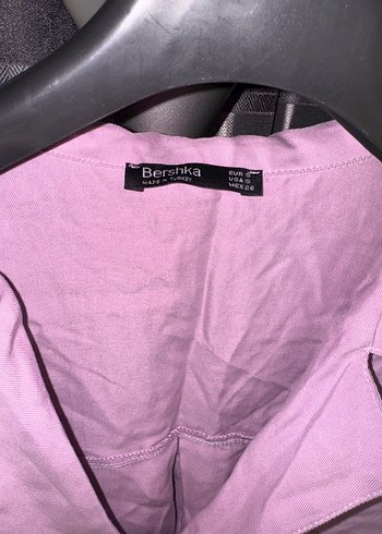 Düğmeli Kısa Pembe Keten Kadın Gömlek - Görsel 7