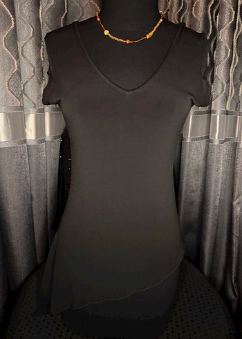 Siyah V Yaka Hamile Uzun Bluz - Görsel 3