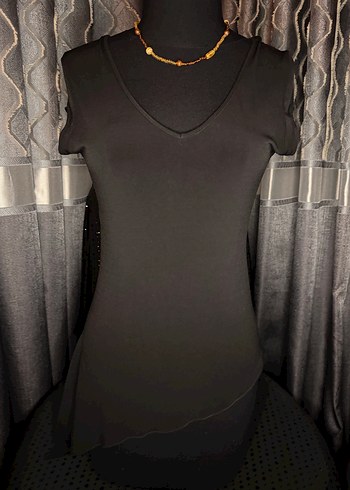 Siyah V Yaka Hamile Uzun Bluz - Görsel 2