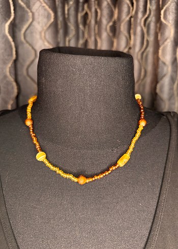 Bohem Tarz Kahverengi Boncuklu Midi Kolye - Görsel 7