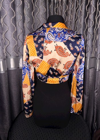 Bohem Çok Renkli Uzun Kollu Mini Bluz - Görsel 9