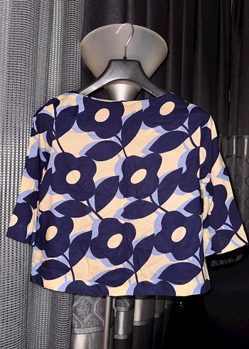 Çiçek Desenli Kısa Kadın Bluz - Görsel 4