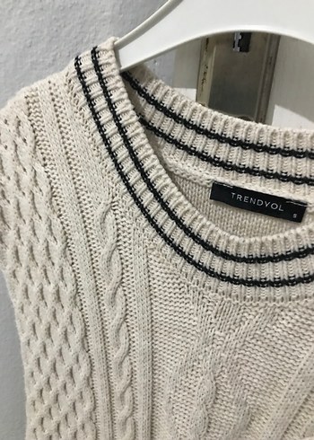 Bohem Tarz Gri Triko Kadın Süveter - Görsel 4