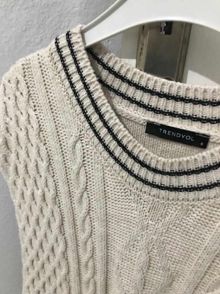 Bohem Tarz Gri Triko Kadın Süveter - Görsel 4